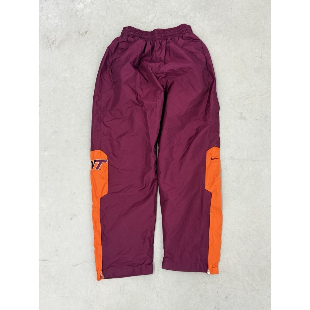 VTG Nike Team Virginia Tech Hokies Windbreaker Pants Maroon Orange Small VT Mesh